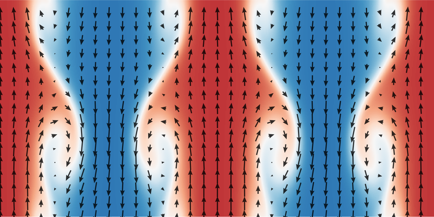 Learned displacement field (arrows) overlaid on shear flow tracer